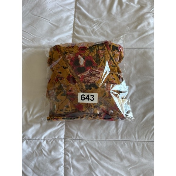 ODDY Women's Multicolor Yellow Floral Boho Hi-Low Baby Doll Top Sz L Oversized - Picture 8 of 8